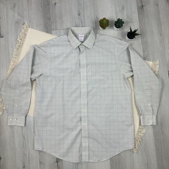 Brooks Brothers Other - Brooks Brothers 346 Non Iron Shirt Mens 16.5 4/5 Gray  Mini Check Regular Fit